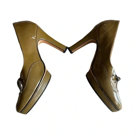 REPETTO Taupe Patent Leather Classic Platform Shoes Size 35/5 - Picture 1 of 6